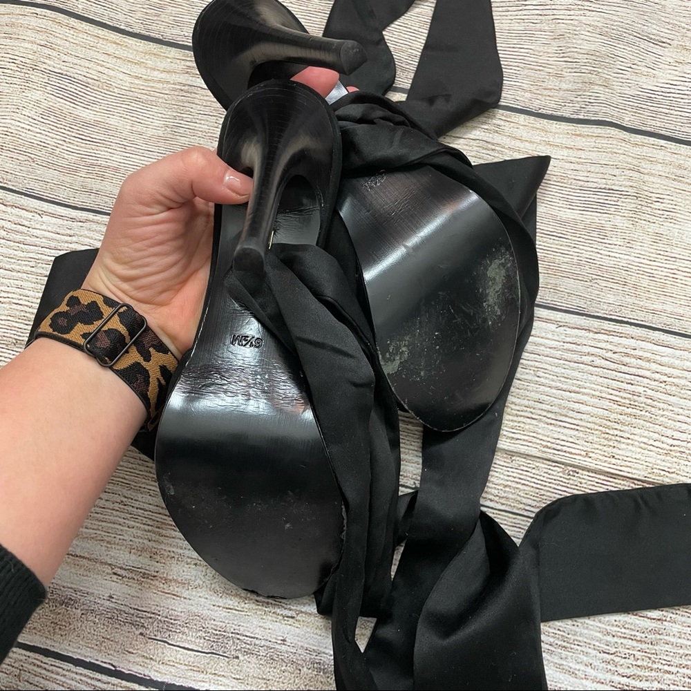 Diana Von Furstenberg Eva Satin Ankle Wrap Heels - Picture 9 of 9